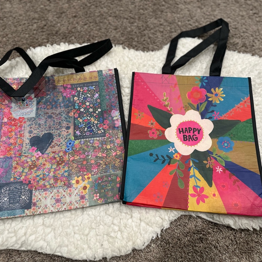 NATURAL LIFE NEW 12.5x14  REUSABLE BAGS X 2 Grocery Bag Happy Bag
